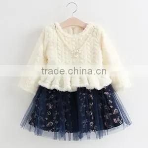 Winter Beautiful Splicing Dress Colors Children Baby Ruffle Princess Girls Tutu Dress thumbnail-3