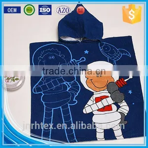 Trade Assurance Combed Cotton Screen Printing Velour Beach Kids Hooded Poncho Towel thumbnail-1