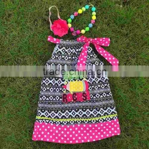 New Girls Kindergarten Dress Girls Boutiques Dress Kids Pillowcase Dress Kids Back to School Dress With Necklace and Headband thumbnail-1