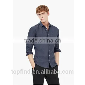 Spots Print Classic Collar White Button Slim Fit Fashionable Casual Men's Shirt for 2016 thumbnail-1