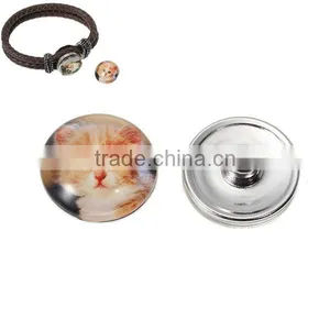 18mm Glass Fit Snap Button Bracelets Round Silver Tone At Random Cat Pattern thumbnail-3