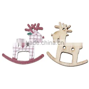 Custom 29mmx28mm Lattice Christmas Reindeer Two Holes Wood Button for Sale thumbnail-1