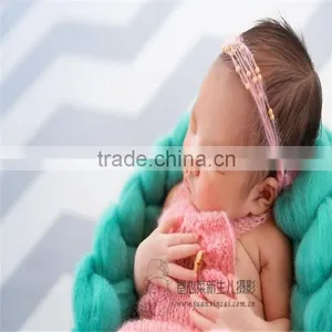 Newborn Mohair Romper and Headband Set Handmade Knitted Outfit Onesie Mohair Hooded Romper Baby Photo Props thumbnail-4