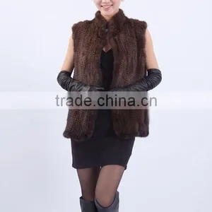 YR691 Ladies Fashion Luxury Style Best Quality Real Mink Knitted Vests thumbnail-2