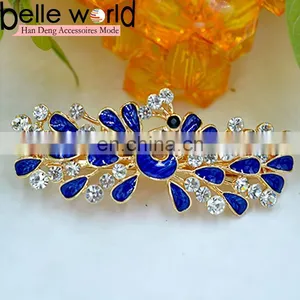 Alloy Peafowl Rhinestone Crystal Hair Barrette Clips thumbnail-1