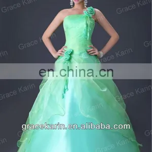 Grace Karin New Style One Shoulder Green Quinceanera Dresses CL2678 thumbnail-2