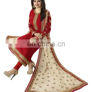 Women's Stylish Party Wear Heavy Zari Embroidery Salwar Kameez Semi Stitched Suits 2017 thumbnail-2