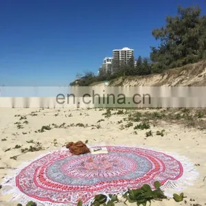 Indian Ombre Tassels Round Mandala Table Cloth Throw Hippie Yoga Mat Towel Bohemian 72" Round Table Cover Throw Wholesale Lot thumbnail-3