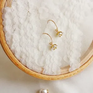 Exquisite Earrings Handmade Gold-plated Solid Zircon Flower Earrings thumbnail-2
