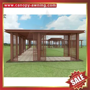 Outdoor Park Garden Wood Look Style Aluminum Metal Gazebo Pavilion Pagoda Gloriette Inn Shelter thumbnail-3