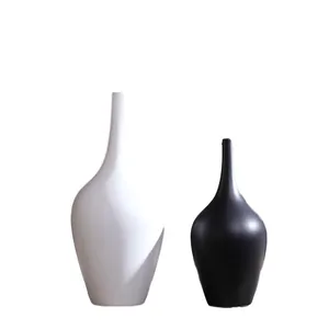 Minimalism Black And White Modern Simple Matte Ceramic Vase Decor For TV Bench Bookrack thumbnail-4