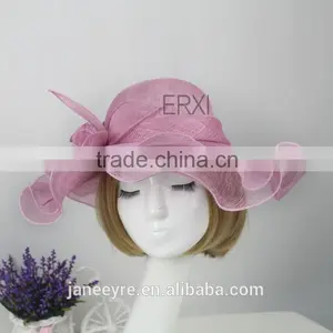 Hot Sale Sinamay Hat,Ladies Church Peach Flower Sinamay Hat 2015 thumbnail-3