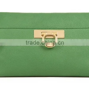 Fashion Grained Leather Clutch Bag Simple Folded Dinner Ladies Hand Bags With Wristlet Strap 2016 Popular Apple Green thumbnail-2