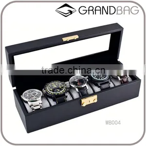 Classic Black Leather Watch Display Case Watch Box Watch Storage Case for Travel thumbnail-1