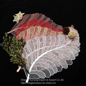 New Leaf Shape Plastic Placemats Colored Metallic Dining Table Mats Wholesale thumbnail-5