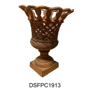Antique Style Garden Planter Antique Brown Cast Metal - Flower Pot Plant Pot thumbnail-1