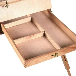 Large Solid Beech Wood Painting H-Frame Foldable Wooden Easel Stand Easel With Storage Drawer and Palette thumbnail-4