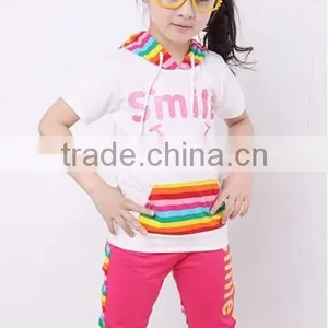 2015 Children Sports Wear Plain T-Shirt and Sport Pants / Wholesale Clothing Made in China Jiangxi thumbnail-5
