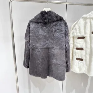 High End New Chinese Style Rabbit Fur Fur Fur Integrated Lapel Grass Jacket, Medium to Long, Chinese Style Versatile thumbnail-2