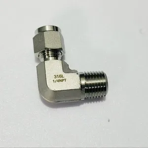 Stainless Steel 316 Male NPT to Compression Elbow Fitting With PTFE Seal thumbnail-1