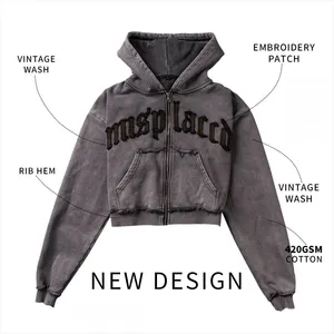 Custom Men 100% Cotton Graphic Hoodie 420 Gsm Streetwear Custom Print Drop Shoulder Heavyweight Boxy Zip up Hoodie for Men thumbnail-2