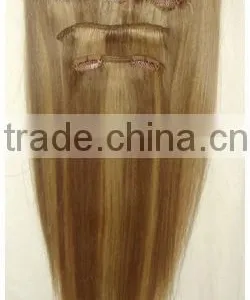 22" 7 Pcs/pack Clip in Hair Extensions Dark Color Natural Wave Clip Weft Human Remy Hair Extension thumbnail-1
