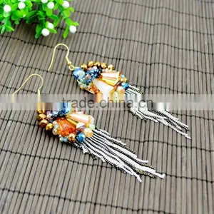 Fashion Earings for Women 2015 Crystal Beads Earring Large Tassel Earring Jewelry thumbnail-2