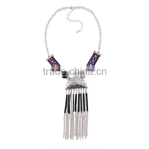 Fashion Ethnic Costume Jewelry Chains Tassels Pendant Necklace thumbnail-4