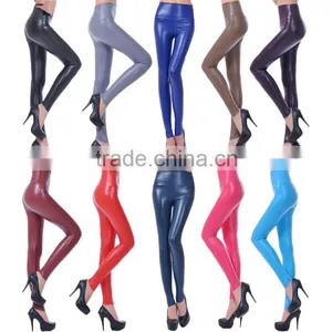 High Waisted Women's Faux Leather Stretch Leggings Skinny Pants thumbnail-1