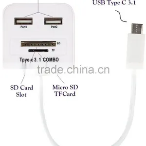 Universal Travel 3.1 Type C to 2 Ports Micro Card OTG Power Adapter thumbnail-2