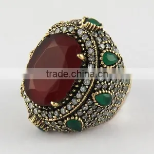 Red Onyx Green Onyx White CZ Ring, Gemtone Silver Jewelry, Oxidized Silver Jewelry thumbnail-3