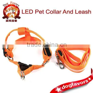 LED Flashing Light Dog Harness Safety Pet Dog Puppy Harness Collar & Lead Leash thumbnail-1