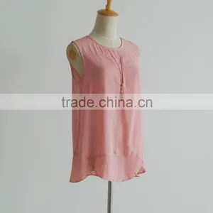 New Style Iron Beads Pink Ladies Georgette Tops Latest Chiffon Tops Quality Choice thumbnail-3