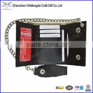 Trifold New RFID Blocking Leather Biker Wallet Chain ID Card Holder Button Closure thumbnail-1