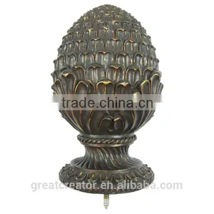 Decorative Antique White Pineapple Curtain Rod Finials For Large Wooden Poles thumbnail-5