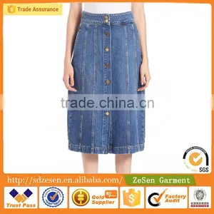 Women Denim Stretch Skirts Ladies Washed Sexy Skirts Blue Cotton Wholesale Summer Skirts Design For Lady thumbnail-1