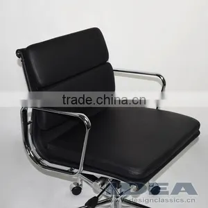 Replica Charles Low Back Desk Chair- Black Color Genuine Leather thumbnail-6