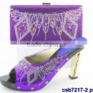 CSB7217 Top Fashion Latest Fashion Woman Italy Style High Heel Shoes and Glitter Bags thumbnail-2