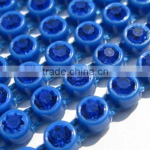 SS8 Colored Rhinestone Trimming/D115 Plastic Base With Sapphire Cup Chain for Wedding Dress/ Rhinestone Banding(RT-240-A-COL) thumbnail-2