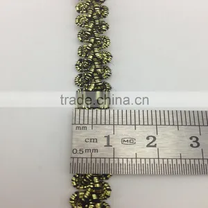 New Design 10mm Thin Black and Gold Gimp Lace Trim thumbnail-2