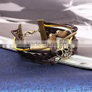 NEW Infinity Peace Bird Wings Friendship Leather Charm Bracelet thumbnail-4