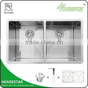 Top Grade Stackable Sink Stainless Steel Undermount Double Handmade Kitchen Sink R15-3118 thumbnail-1