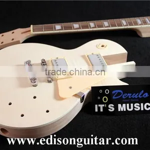 DIY Electric Guitar Kits With Hardware Solid Mahagany Body Tiger Maple Top MX-002 thumbnail-2