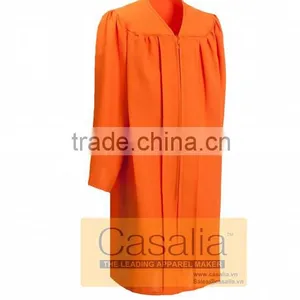 Wholesale Best Quality Adult Matte Orange Graduation Gowns and Caps For School thumbnail-2