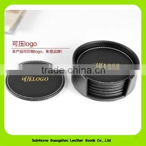 16031 Houseware Good Quality Cheap Leather Glass Coaster Round Shape thumbnail-5