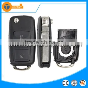 Folding Flip 2 Button Remote Key Case Shell With Logo and Blade Car Key Cover Blank Fob for VW Polo Passat b5 B6 Golf 4 5 Bora thumbnail-1