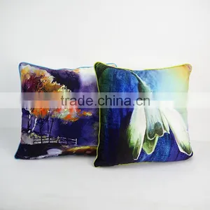 Decorative Car Sofa Bed Flower Printed Cushion Covers Comfortable Fabric Velvet Pillow Cases thumbnail-1