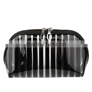 Stripe PVC Transparent Toiletry Bag Portable Travel Cosmetic Bag thumbnail-1