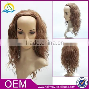 Wholesale Cheap Synthetic Jewish Wig Blonde Artificial Kinky Curly u Part Wig thumbnail-1