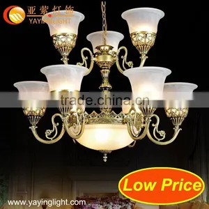 European Antique Full Copper Chandelier,living Room Restaurant Simple Glass Lampshades Full Copper Chandeliers thumbnail-1